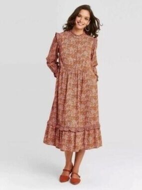 Universal Thread Dress Size XS Prairie Target Orange Floral Farmcore Country NWT